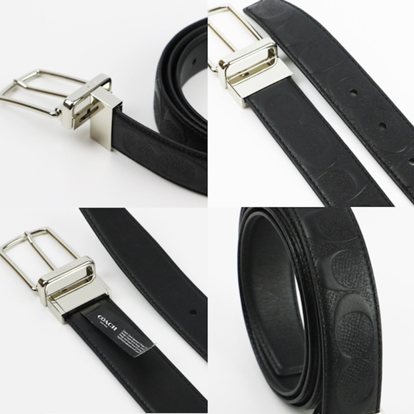 NEW COACH Men Logo Signature Leather Dress Belt - Picture 3 of 8
